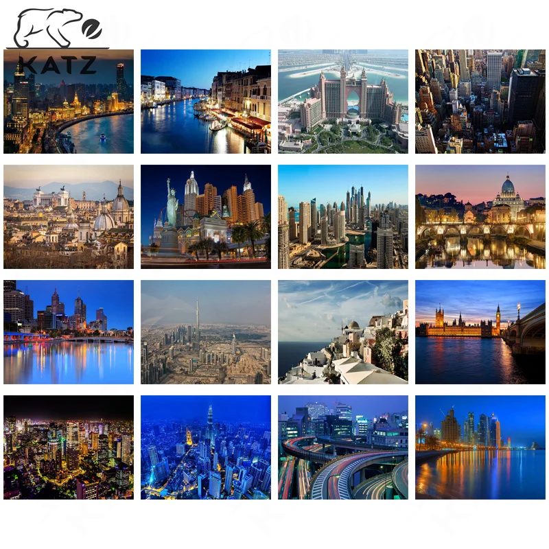 

Urban High-Rise Architecture Art Brick and Stone Painting Decoration Modern Landscape Diamond Mosaic Embroidery Handmade Diy Dec