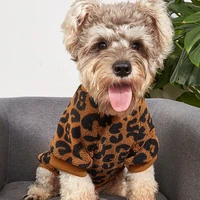 pullover dog clothing leopard printed luxury brown clothes for small medium dog pet coat cotton soft cat supplies 40cm fashion