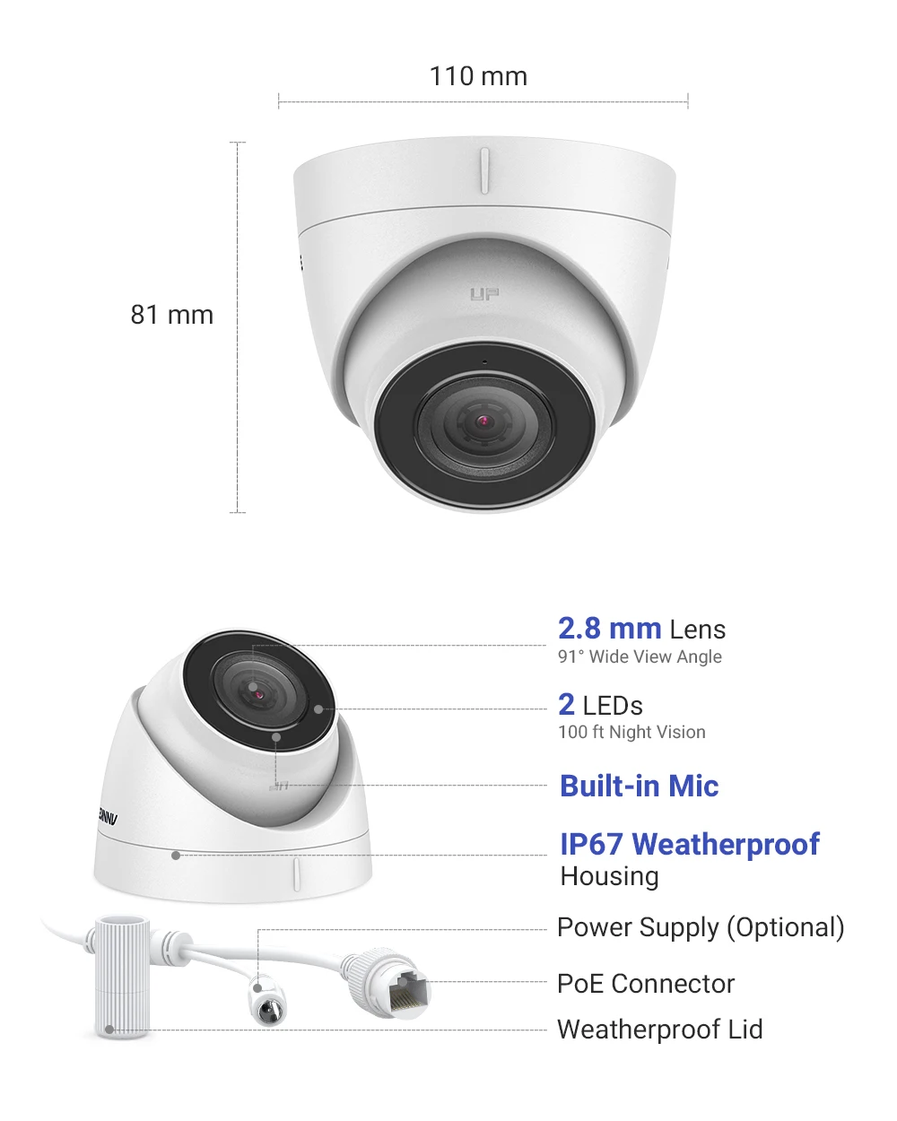 Камера видеонаблюдения ANNKE HD 5 Мп 4 шт. поддержка TF карты|Камеры видеонаблюдения| |