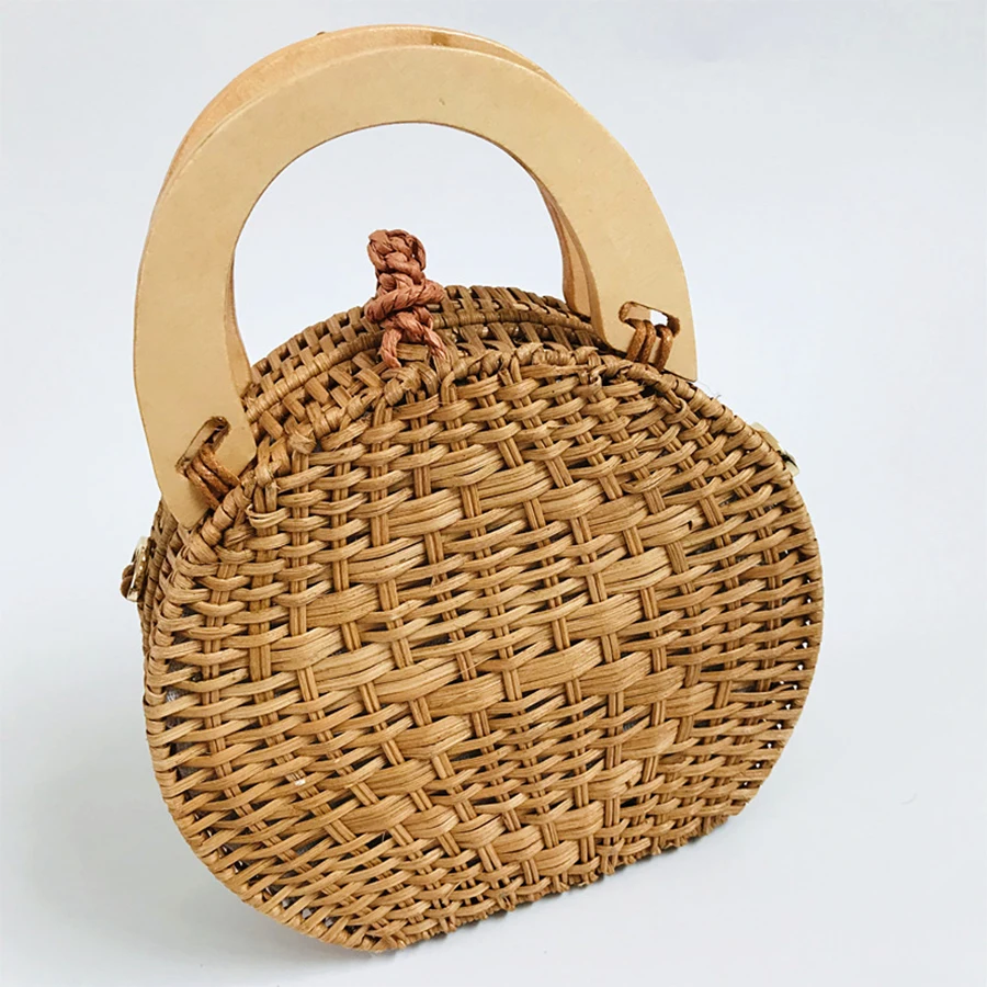 

Fashion Weave Rattan Bag Women Handbag Round Wicker Weaving Straw Shoulder Crossbody Bags for Women 2021 Bohemia Travel Purses