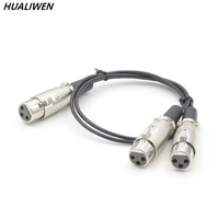original 3 pin xlr female jack to dual 2 female plug y splitter cable adaptor 1 ft foot cord
