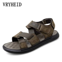 vryheid brand hot sale genuine leather men sandals summer new outdoor casual men beach shoes men flat breathable fashion sandals