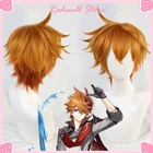 Genshin Impact Cosplay тартаглия с короткими градиентными золотыми волосами Childe термостойкие синтетические рождественские ролевые игры для взрослых и мужчин