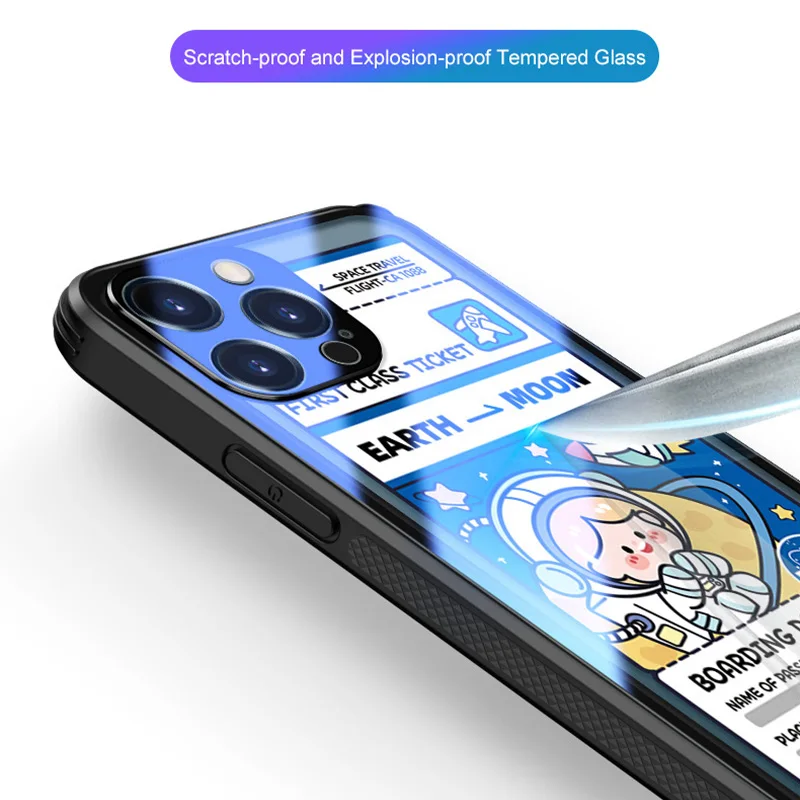 

ASINA Transparent Tempered Glass Case for iPhone 11 12 Pro Max 12 Mini XS XR X Fashion Cartoon Cover For iPhone 7 8 Plus SE 2020