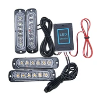 4pcs 6 led white yellow remote control car truck emergency hazard flash strobe light dash warning lamps set