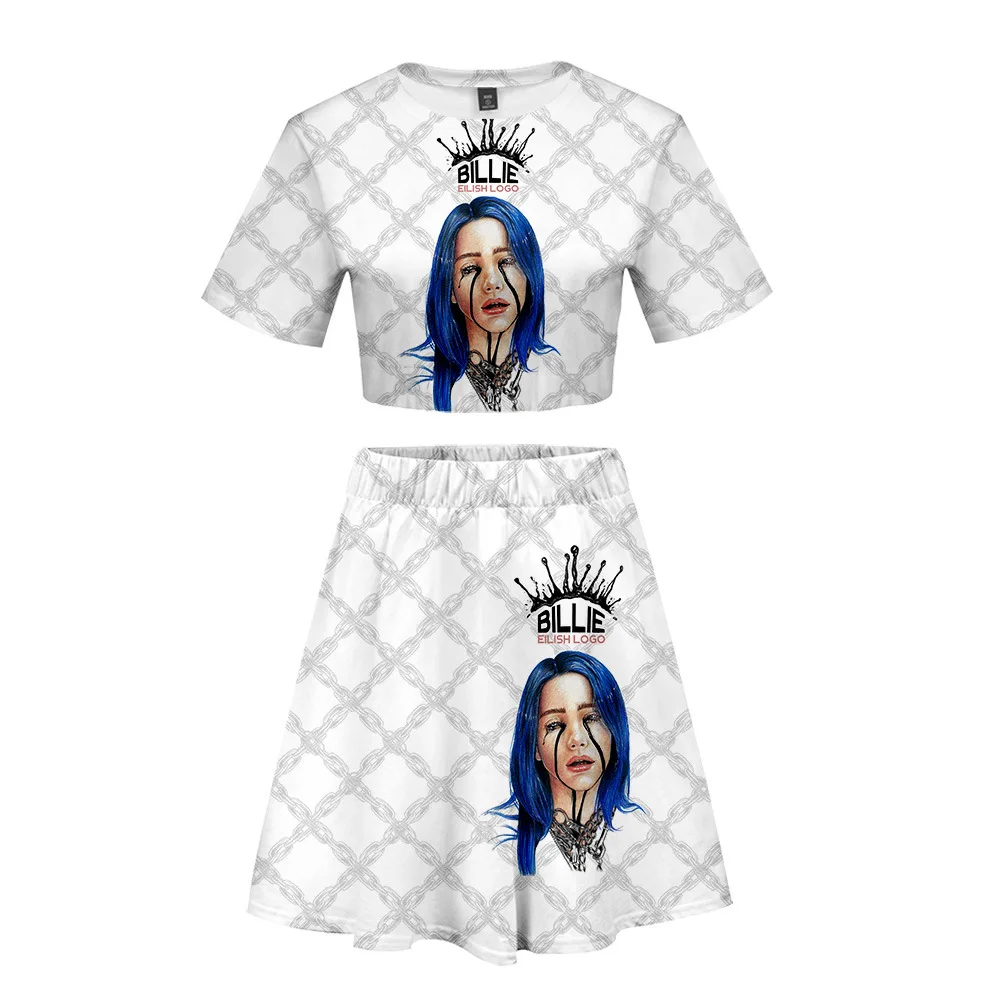 Billie Eilish сексуальные комплекты летние повседневные 3D принты два предмета женские