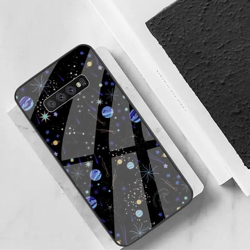 

ZFGHSHYQ Cute Planet Star Clear Phone Case Tempered Glass For Samsung S6 7 8 9 10 20 Plus Ultra Note8 9 10 10pro