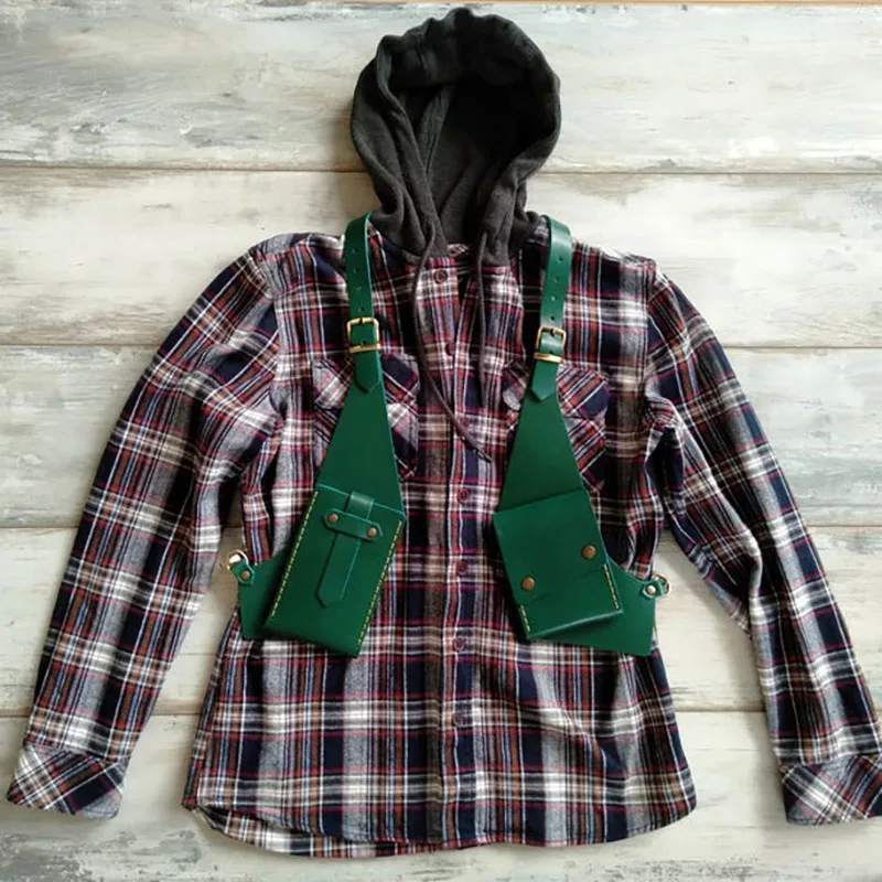 Кожаная Наплечная Сумка в стиле стимпанк средневековая винтажная кобура с двумя