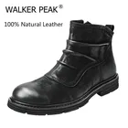 Мужские ботинки челси из 100% натуральной кожи, модная дизайнерская теплая зимняя обувь, брендовые водонепроницаемые ботильоны для снега, большой размер 38-52