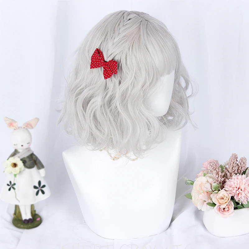 

LM Synthetic Lolita Short Curly Light Grey/Red/orange/pink/black Celebrity Women Cosplay Wig Heat Resistant