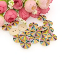 50pcs wooden sewing buttons scrapbooking round two holes flower pattern 15mm dia buttons for clothing decorative b200612