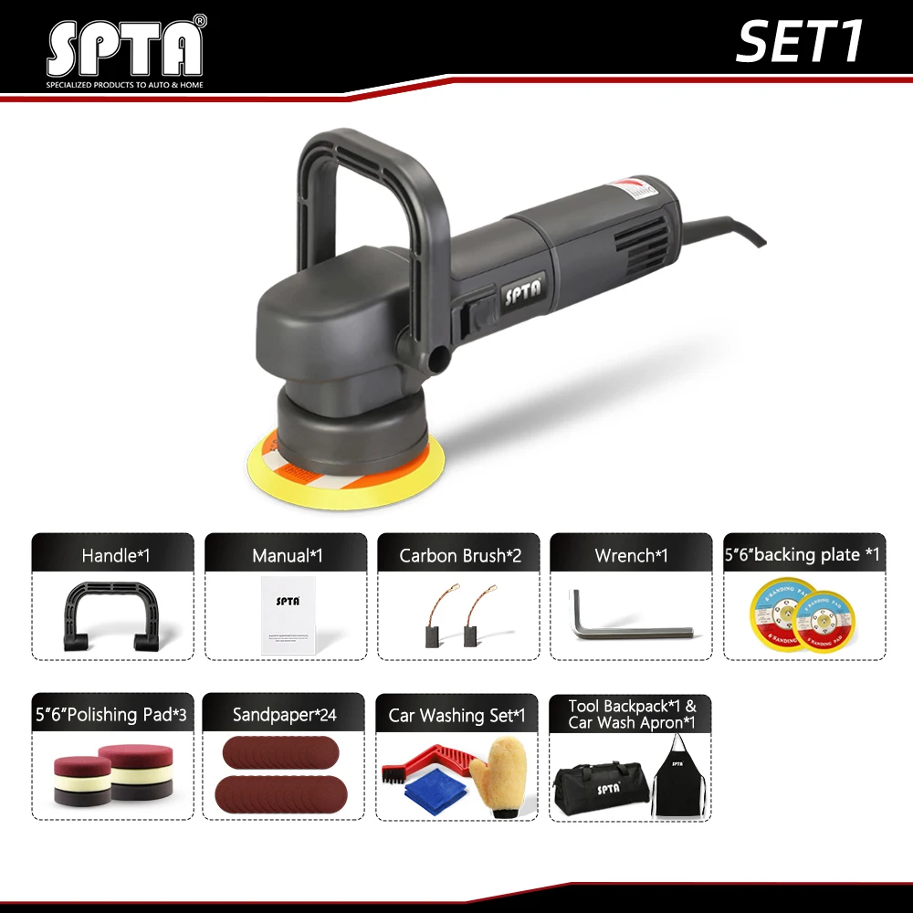 Полировальная машинка SPTA, 5 дюймов, 780 Вт, 8 мм, случайная орбита