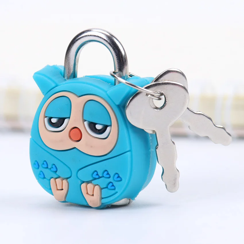 Blue Owl 1 шт. мультяшный каваи животные багажная сумка металлический замок Журнал Дневник Книга канцелярские принадлежности металлический замок - Цвет: Blue Owl