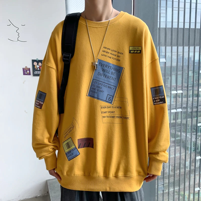 

Autumn Spring 2021 Hoodies Sweatshirt Men's White Loose Hip Hop Punk Pullover Streetwear Casual Fashion Clothes OVERSize 5XL