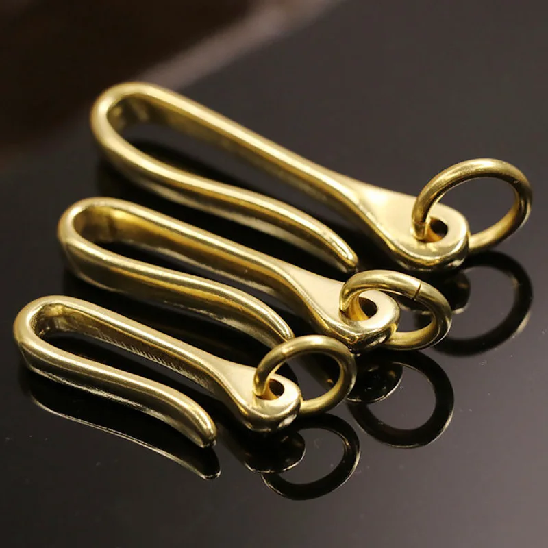 Handmade Solid Brass Fob Wallet key chain ring holder Belt hook clip 