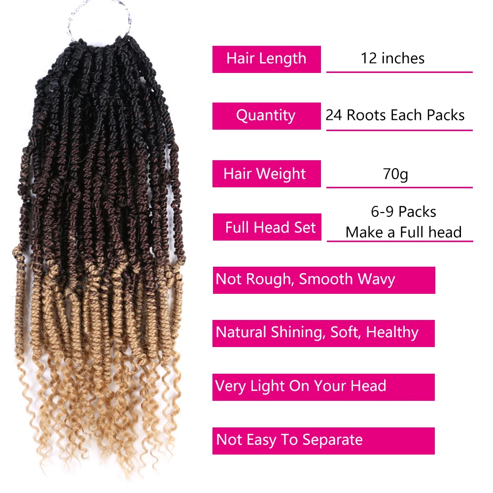 Кудрявые кудрявые волосы для наращивания 12 дюймов Омбре 24 корня |