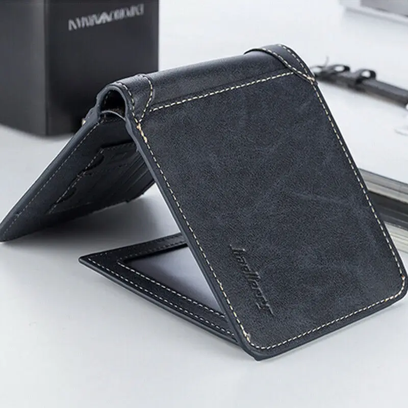 2019 Модный деловой мужской двойной карман для монет кожаный бумажник ID Кредитная