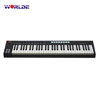worlde blue whale 61 portable usb midi controller keyboard midi 61 semi weighted keys 8 rgb backlit trigger pads led display