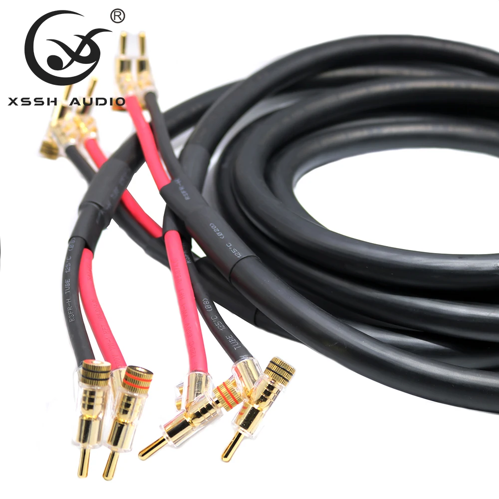 

XSSH Audio Line Hi-end OCC Speaker Wire For Hi-fi Systems Y Plug Banana plug Speaker Cable