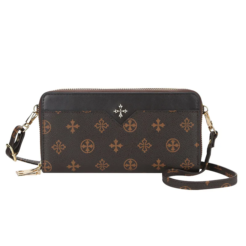 

Women PU Leather Cellphone Clutch Multi-functional Korean Coin Card Holder Wallet Two-way Flap Crossbody Bag Shoulder Bags 7-5