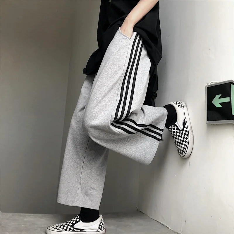 

QWEEK Oversize Baggy Black Joggers Sweatpants Women Hippie Streetwear Wide Leg Sports Pants Korean Gray Jogging Trousers Female