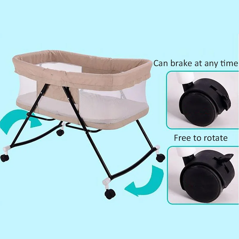 Детская кроватка IMBABY детская кроватка для путешествий Складная портативная удобная кровать-качалка для новорожденных