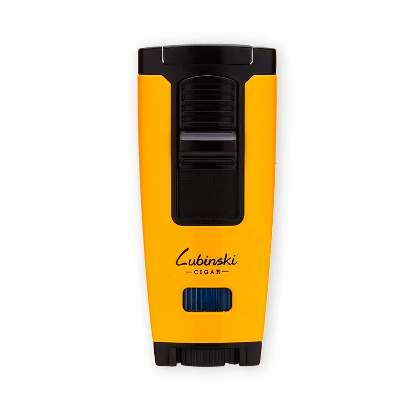 Yellow Металлический 1 фонарь LUBINSKI Jet Blue Flame, зажигалка для сигар, ветрозащитная Зажигалка для сигарет, портативная Зажигалка для COHIBA, инструмент для курения - Цвет: Yellow