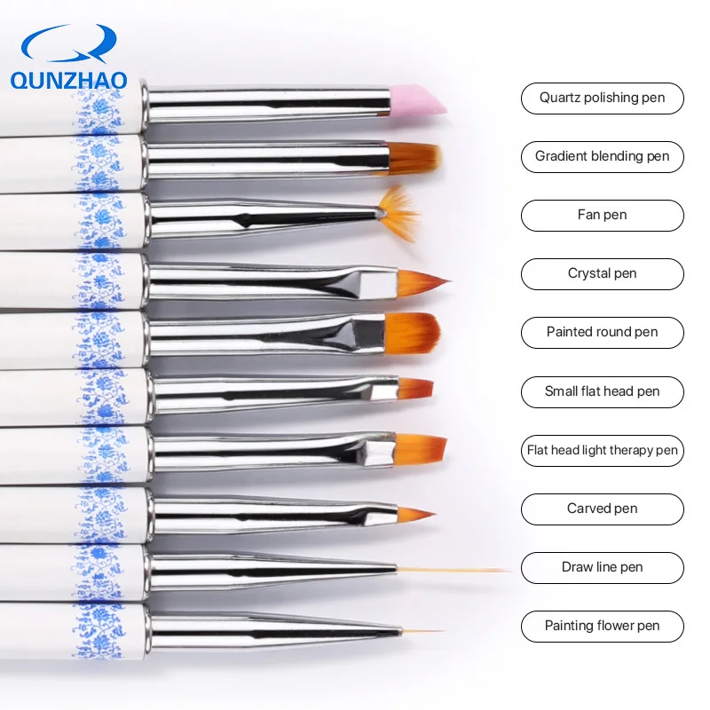 10 шт./компл. ручка для рисования ногтей крючок цветок резьба белый фарфор