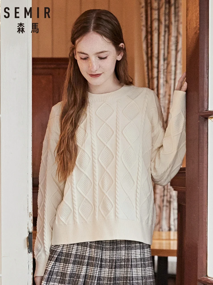 SEMIR свитер для женщин 2019 зимняя новая Корейская версия ретро Круглый воротник