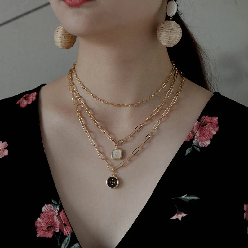 GHIDBK минималистичное геометрическое акриловое ожерелье на кнопке чокеры ручная