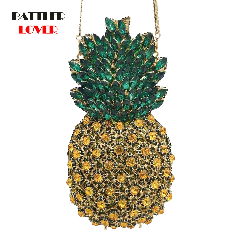 

Dazzling Mini Pineapple Fruits Crystal Evening Clutches for Women 2021 Formal Dinner Party Purses and Handbag Female Wedding Bag