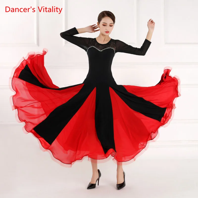 

National Standard Dance Practice Clothes New Female Adult Sexy Dress Modern Ballroom Dancing Profession Performance Skirt