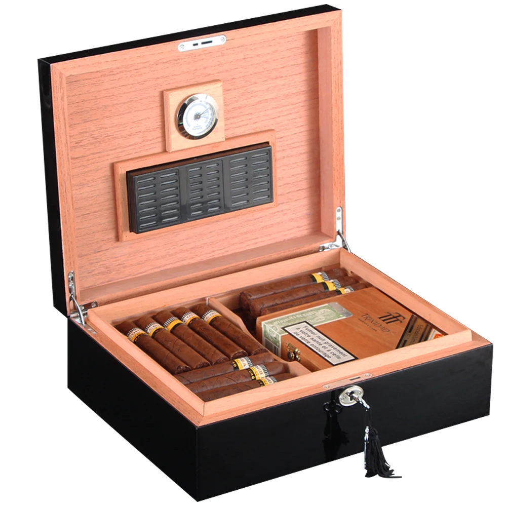 Коробочка для сигар COHIBA домашняя коробка черная испанская кедровая подкладка с