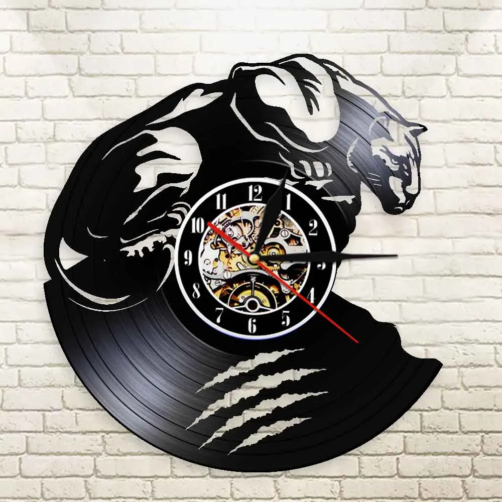 Пантера силуэт тень виниловая запись настенные часы дух животное тотем