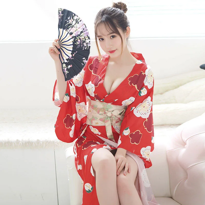 

Kimono Robe Bathrobe Women Traditional Style Robe Yukata Costumes Pajamas Belt Japanese Dress Sexy Lingerie Dressing Gowns