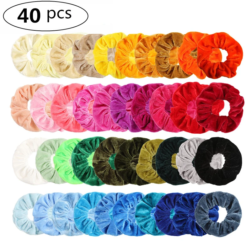 Женские винтажные резинки для волос эластичные бархатные 40 шт.| |