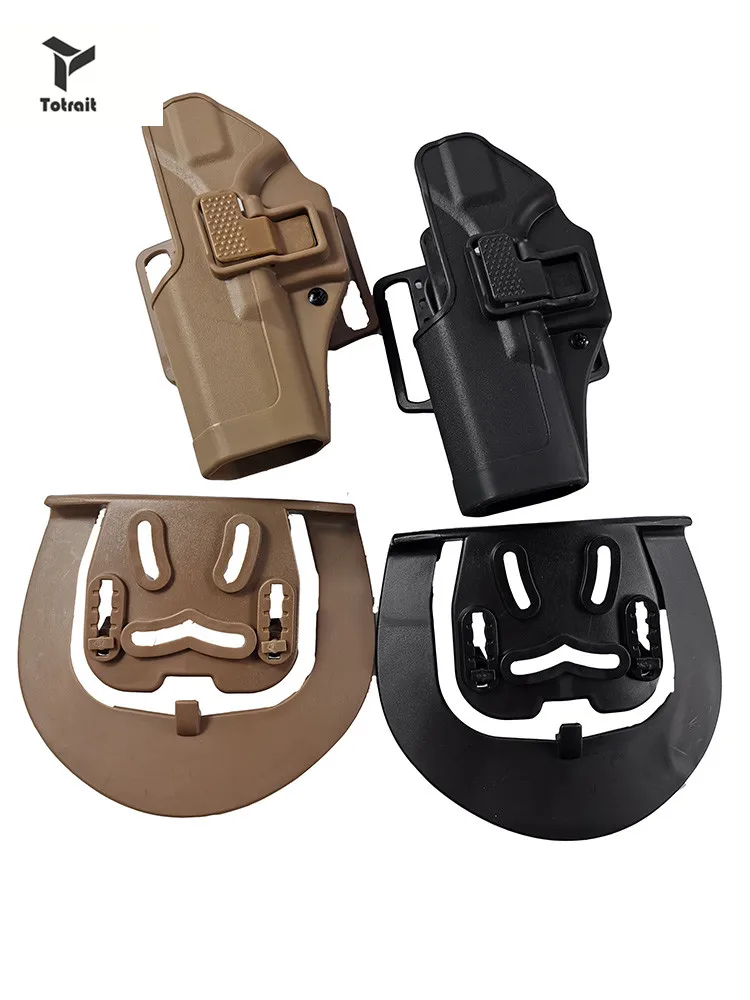 

HANWILD Tactical Left Hand Pistol Holster Military Concealment Waist Belt Loop Paddle Holster for Glock 17 19 22 23 31 black/tan