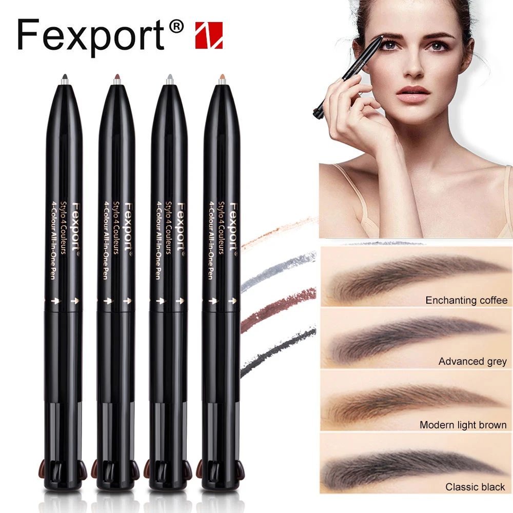 Бренд Fexport F6105 карандаш для бровей 4 цвета все-в-одном The bullet Pen брови макияж косметика Мода Водонепроницаемый sweatproof