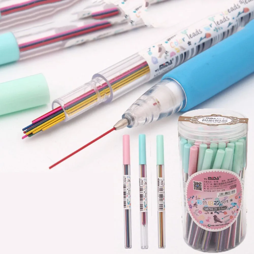 

14Pcs/set 0.5 /0.7 mm Colorful Mechanical Pencil Lead Art Sketch Drawing Color Automatic replace Pencil Lead Ramdom Color