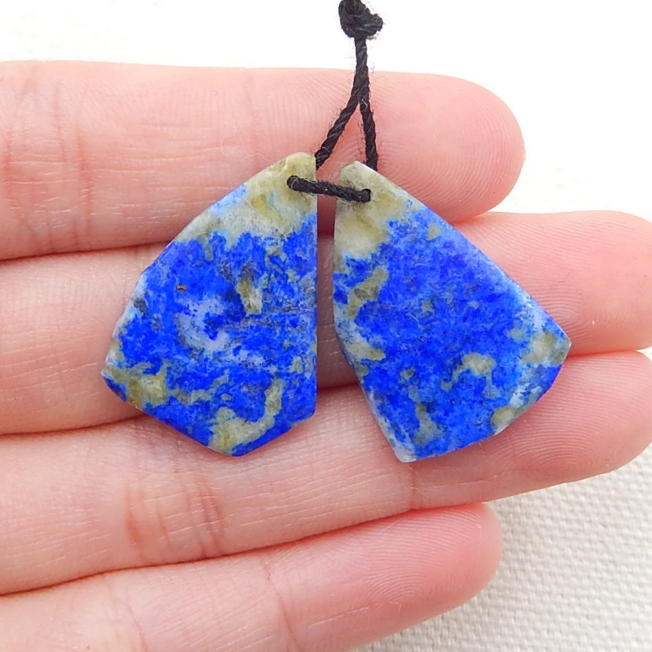 

Natural Nugget Lapis Lazuli earrings beads for earrings making 26x18x4mm,5.4g