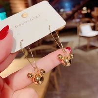 cute bear long earrings dangle double faced cartoon mouse pendant anime earring charm metal jewelry wholesale 2022 korean gifts