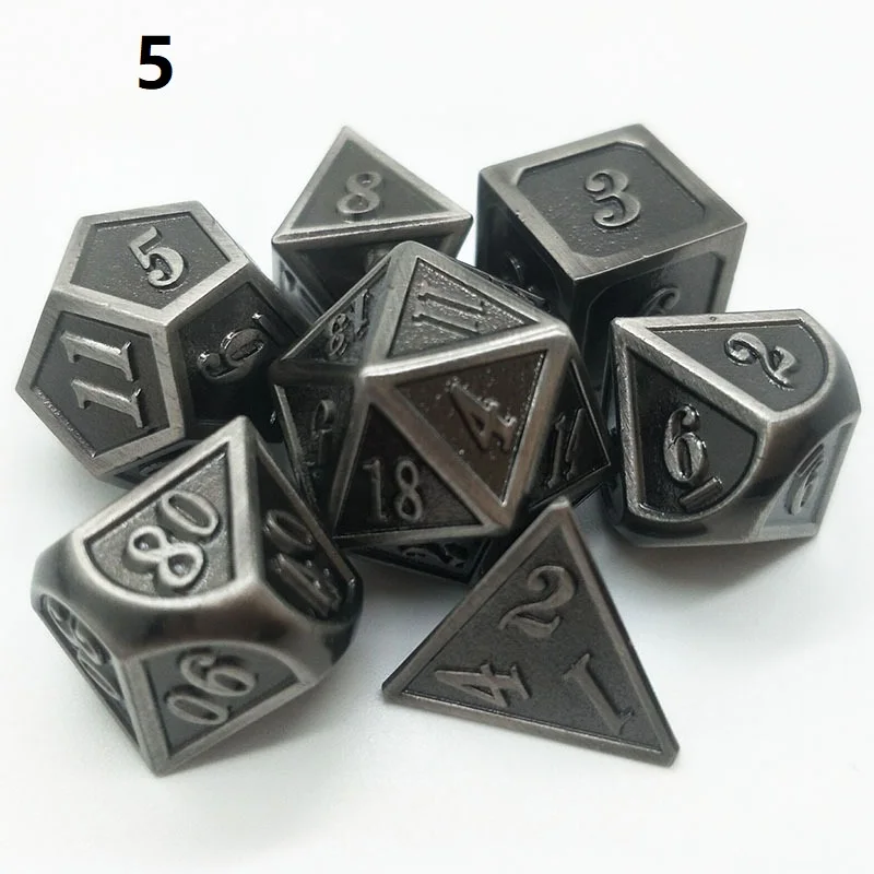 7 шт./компл. игральные кости DND набор патина многогранные металлические кубики dados