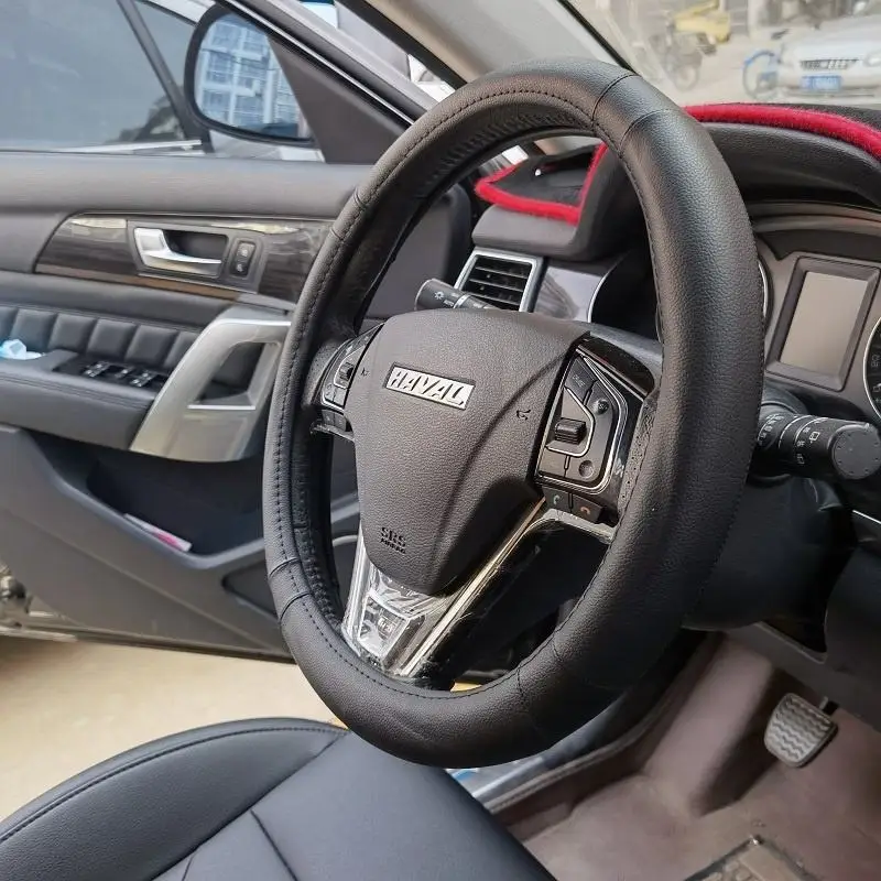 

good quality breathable leather car steering wheel cover