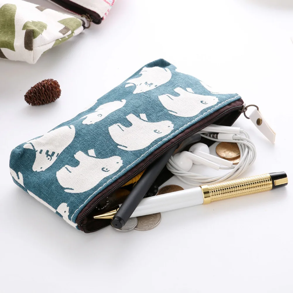 

1pcs Pencil Bags Animals Canvas Floral Hedgehog Polar Bear Tree Whale Lovely Pencils Case Stationery School Office Supplies