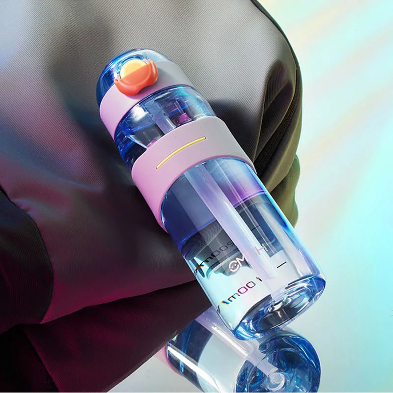 Спортивная бутылка для воды с соломинкой Пластиковый шейкер из тритана без BPA