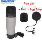 Конденсаторный микрофон Samson C01, профессиональный студийный микрофон с поп-фильтром и Кепка с микрофоном, 100%