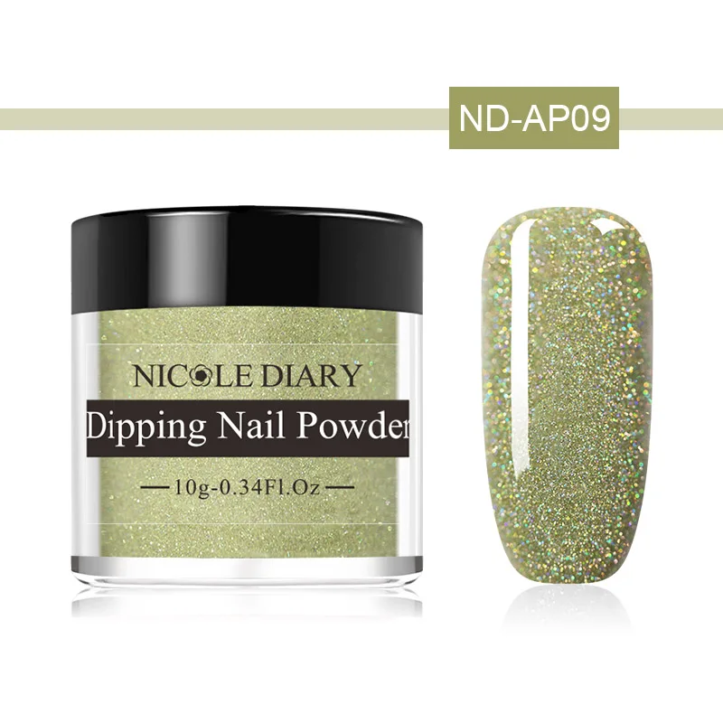 ND-AP09 NICOLE DIARY 10 г погружение ногтей порошок розовый голографический блестки Сияющий Dip пигмент сверкающий порошок декорация для ногтей градиент украшения - Цвет: ND-AP09