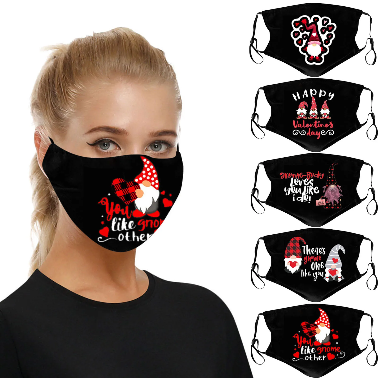 Новинка 5 шт. маски для рта без лица на День святого Валентина моющаяся маска с