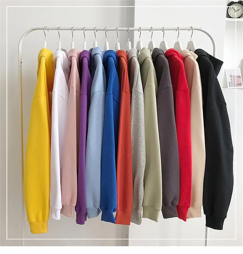 

ZITY Solid Colors Plus Velet Woman Hoodies Fall 2020 Casual Warm Harajuku Sweatshirts Thicken Oversized Hoody Female Basic Tops