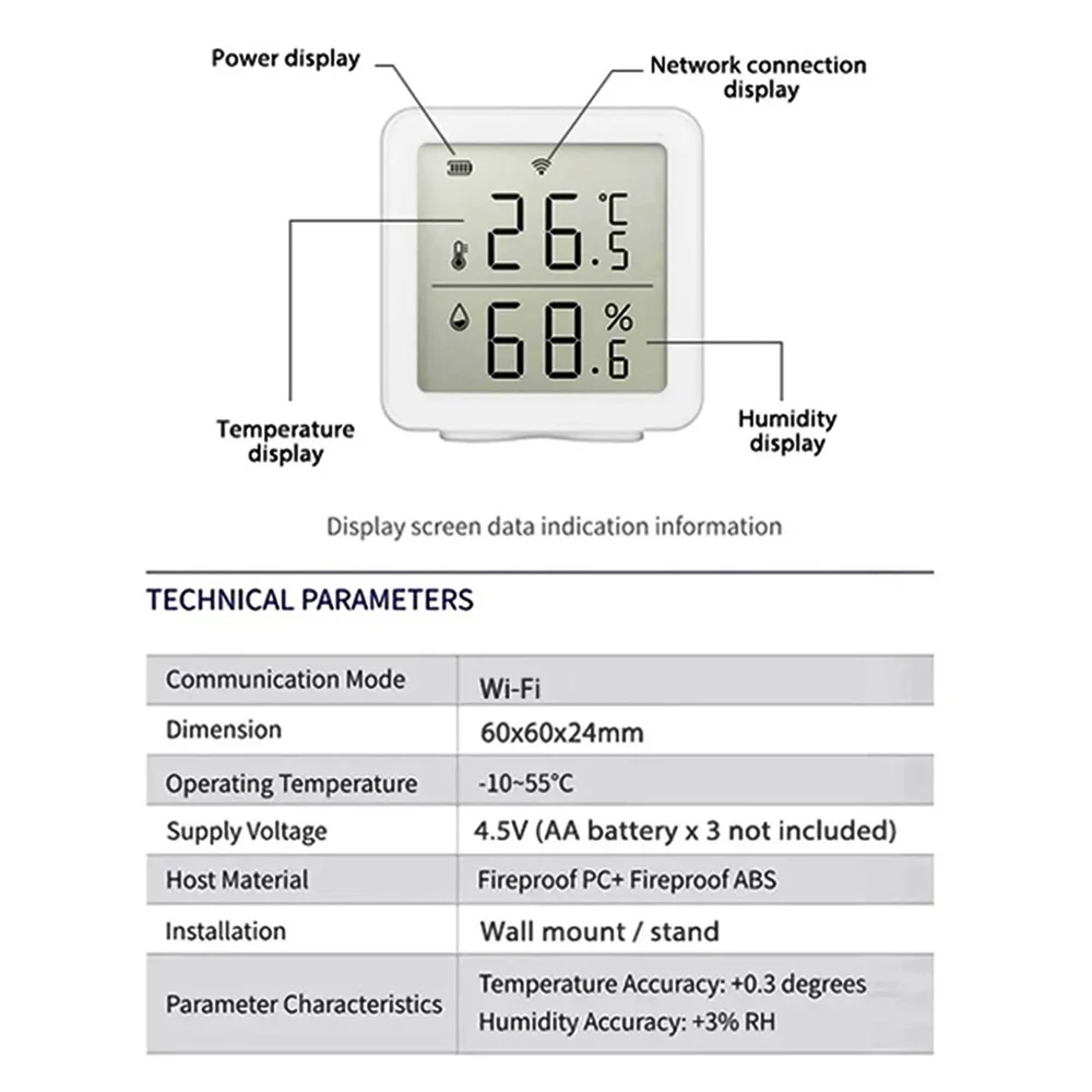 

Tuya WIFI Intelligent Home Wireless Temperature Sensor Home Automation Scene System for Home/Bank/Hotel/Office